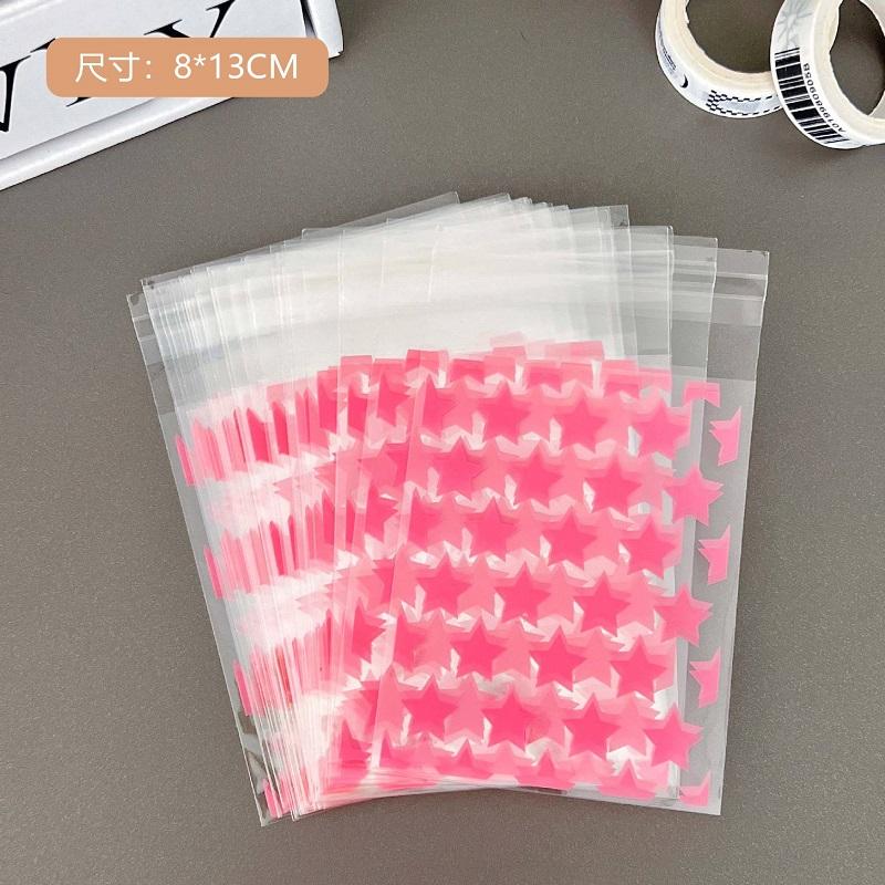 50 шт. прозрачный пластиковый пакет 8x13 см звезда самоклеящийся пакет полиэтиленовый пакет с цветным узором упаковочный пакет картонный рукав упаковочный пакет
